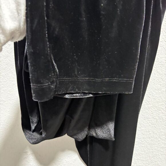 1.STATE Womens Velvet One Piece Jumpsuit Black XL V-Neck Stretch Puff 3/4 Sleeve - Picture 7 of 10